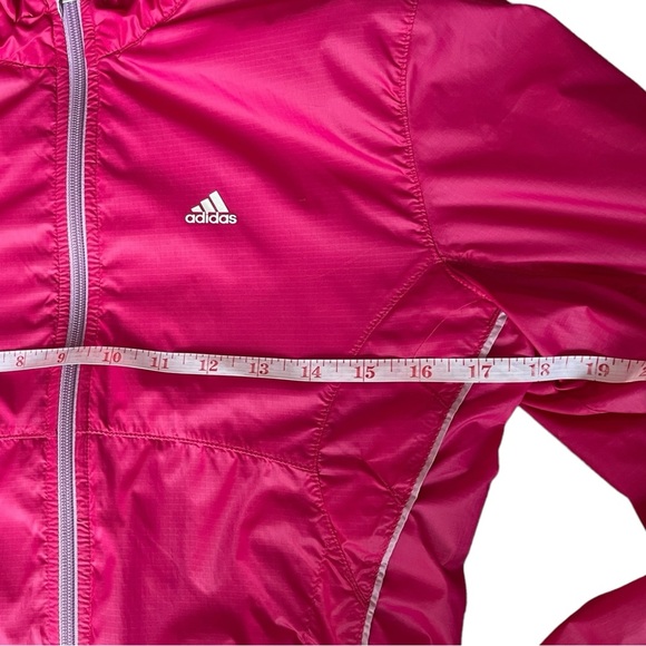 Adidas Women's Small Hot Pink Jacket Windbreaker Full Zip Reflective Strips - Picture 8 of 11